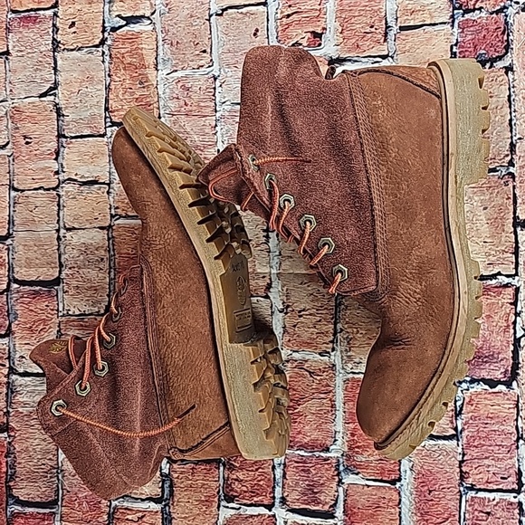 TIMBERLAND ROLLTOP BOOTS, WOMEN'S SIZE 8 RUST LEATHER - Picture 2 of 12